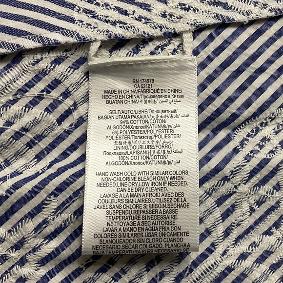 BCBGMAXAZRIA  One Shoulder Embroidered Stripe Dress Blue Combo Size 8 NWT - Picture 7 of 9